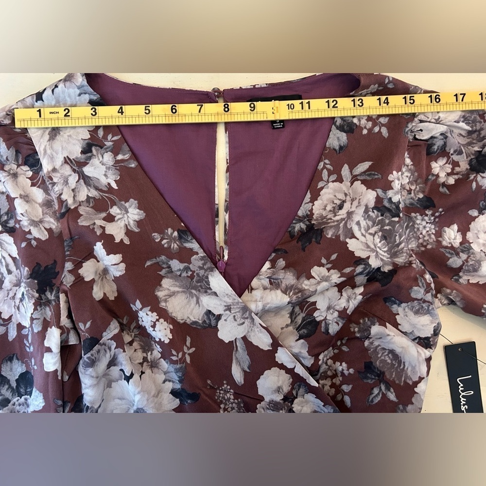 NWT Lulu's Lunette Dusty Purple Floral Midi Dress Size Small Coquette Romantic - Picture 11 of 13